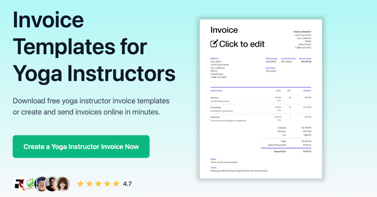 Invoice Templates for Yoga Instructors